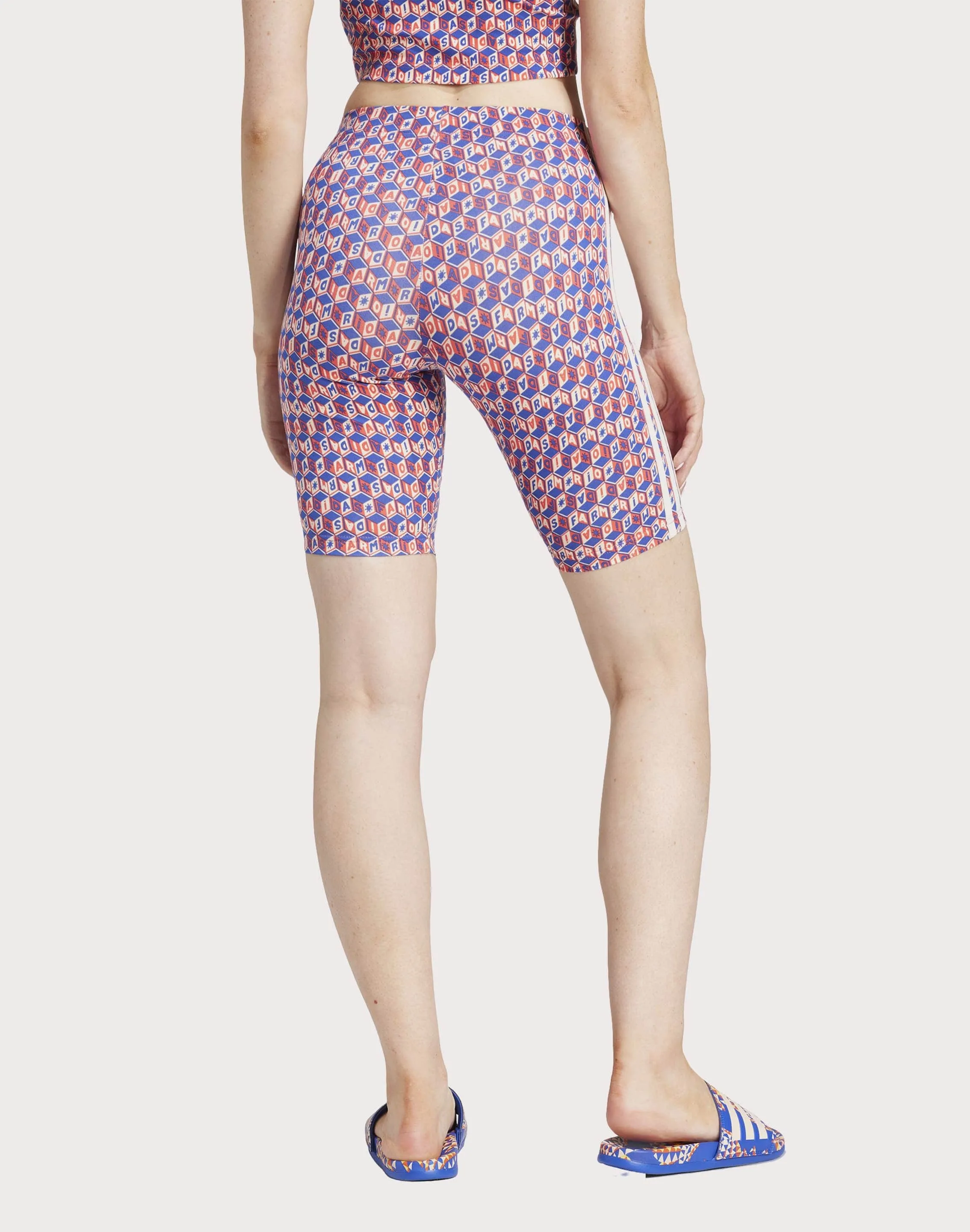 Adidas x FARM All Over Print Blue/Red Bike Shorts