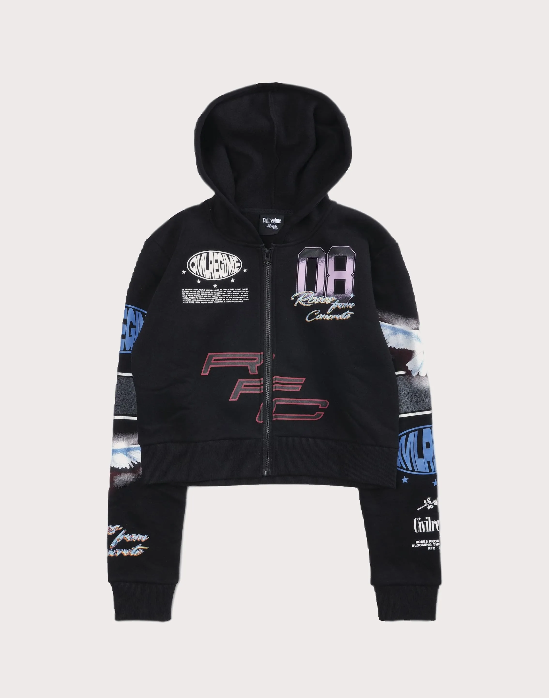 CIVIL CLOTHING Crop Dove Black Hoodie