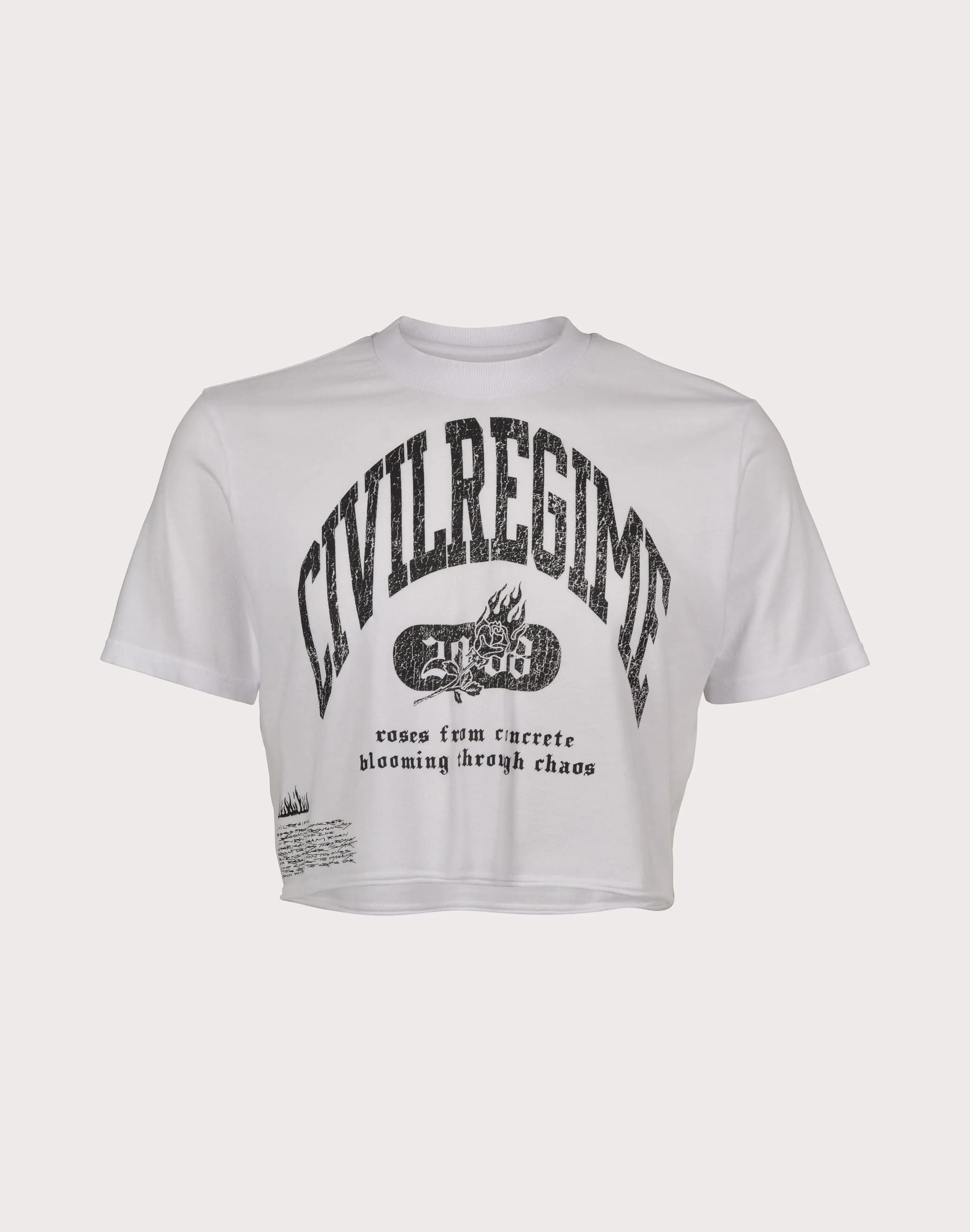 CIVIL CLOTHING Rose Year Crop White Tee