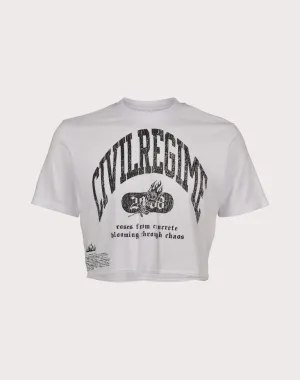 CIVIL CLOTHING Rose Year Crop White Tee