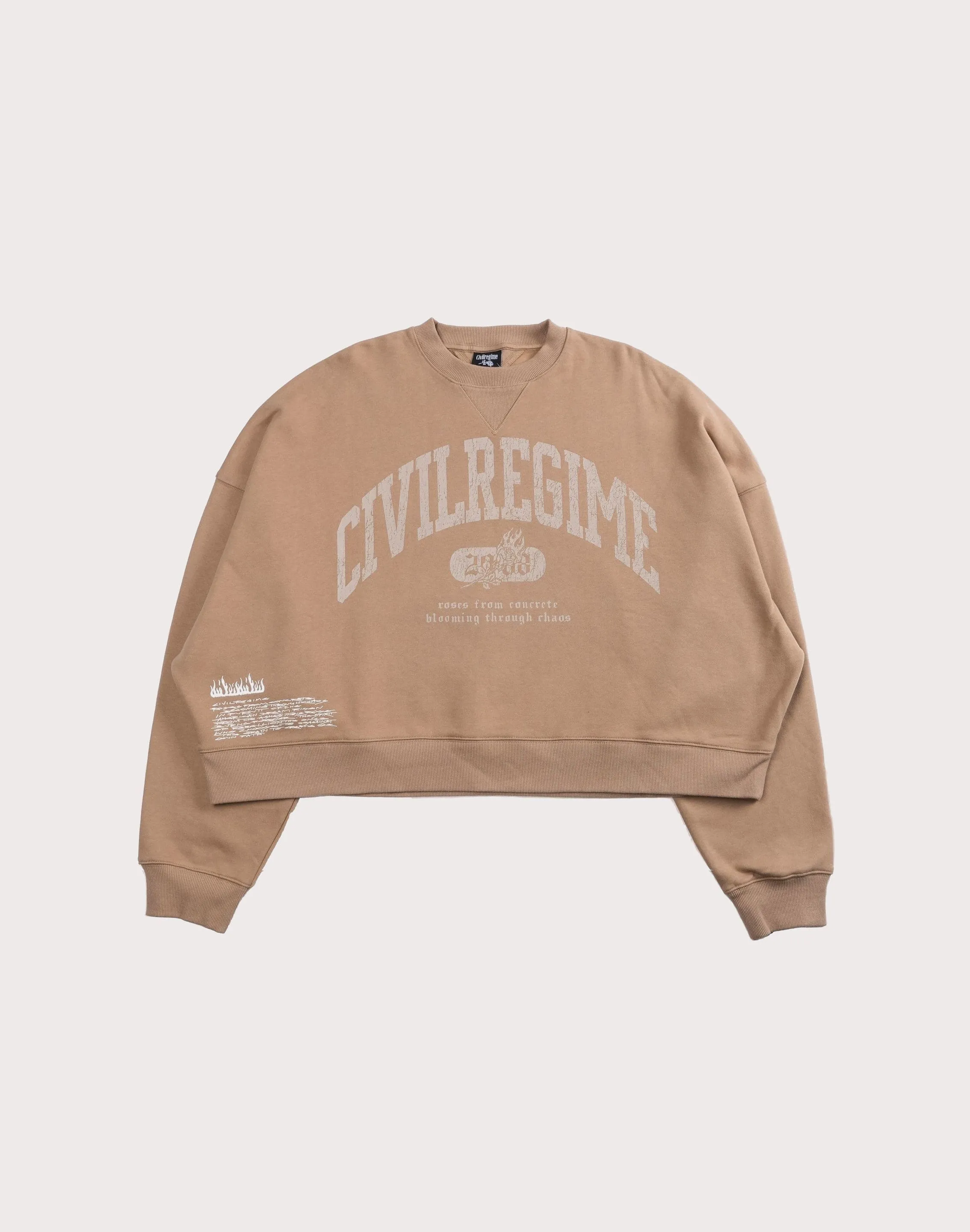 CIVIL CLOTHING Rose Year Cropped Sand Crew
