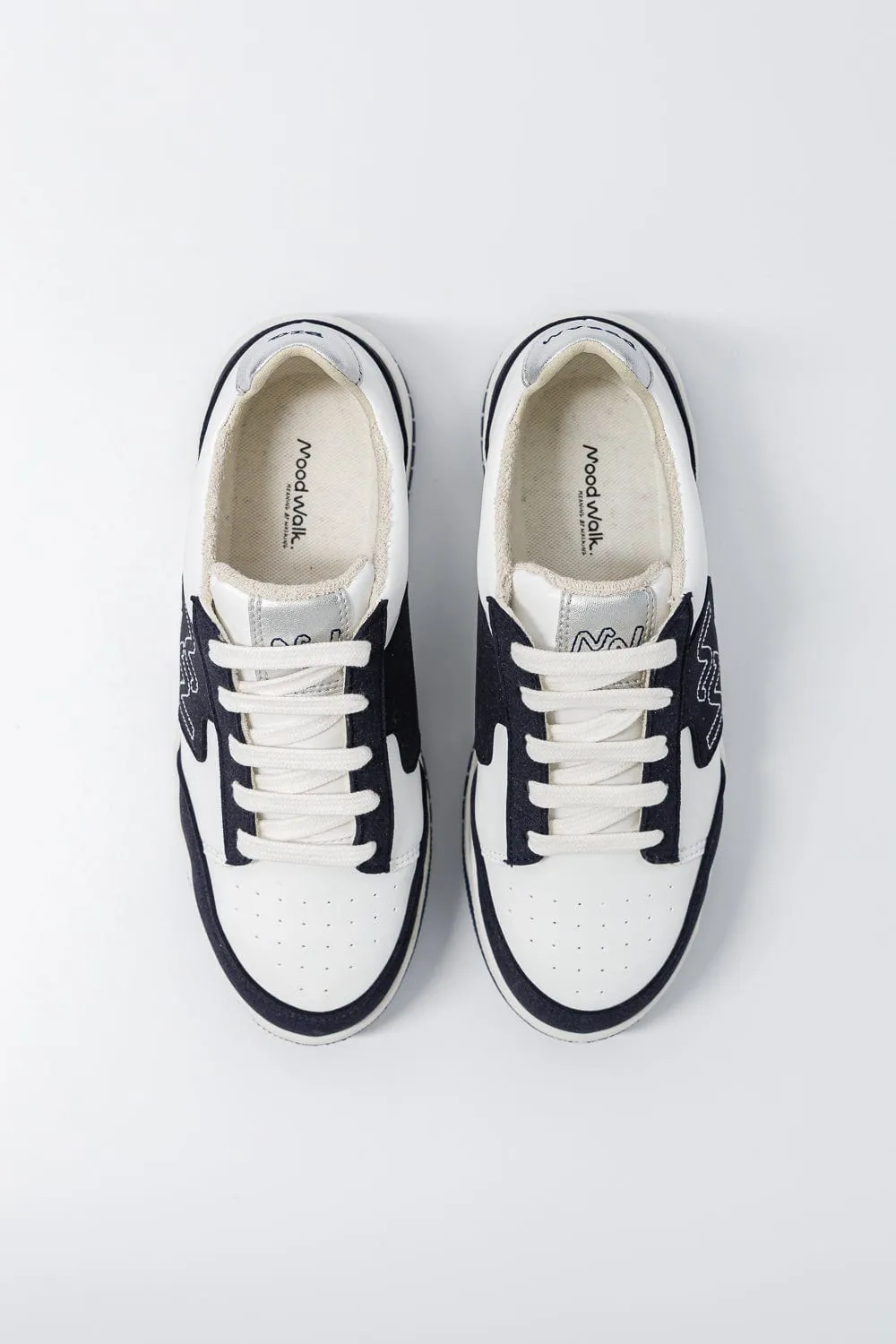 Dream Big Unisex Vegan Corn Leather Sneakers | Silver & Navy