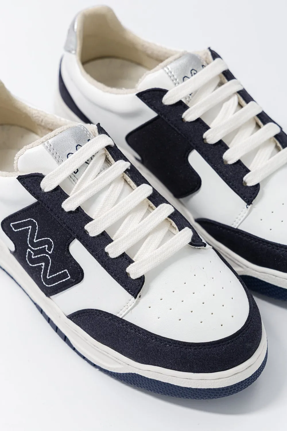 Dream Big Unisex Vegan Corn Leather Sneakers | Silver & Navy