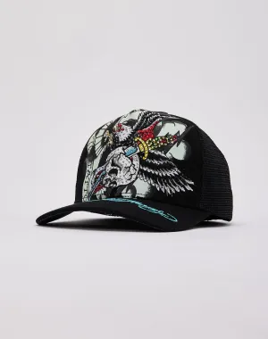 Ed Hardy Eagle Rhinestone Trucker Hat