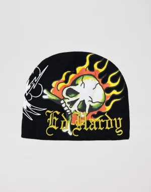 Ed Hardy Flame Skull Beanie