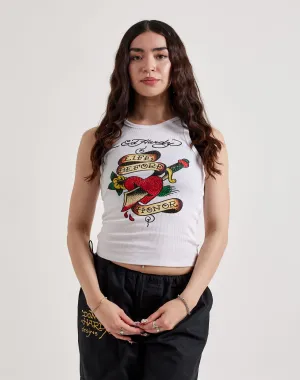 Ed Hardy Heart Sword Rhinestone Rib Tank Top