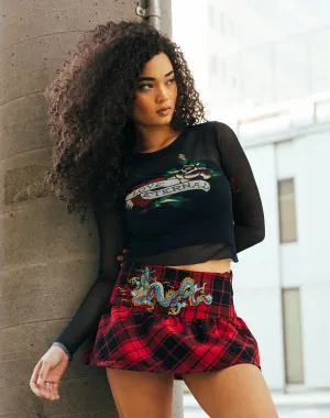 Ed Hardy Mesh Long-Sleeve Heart Top
