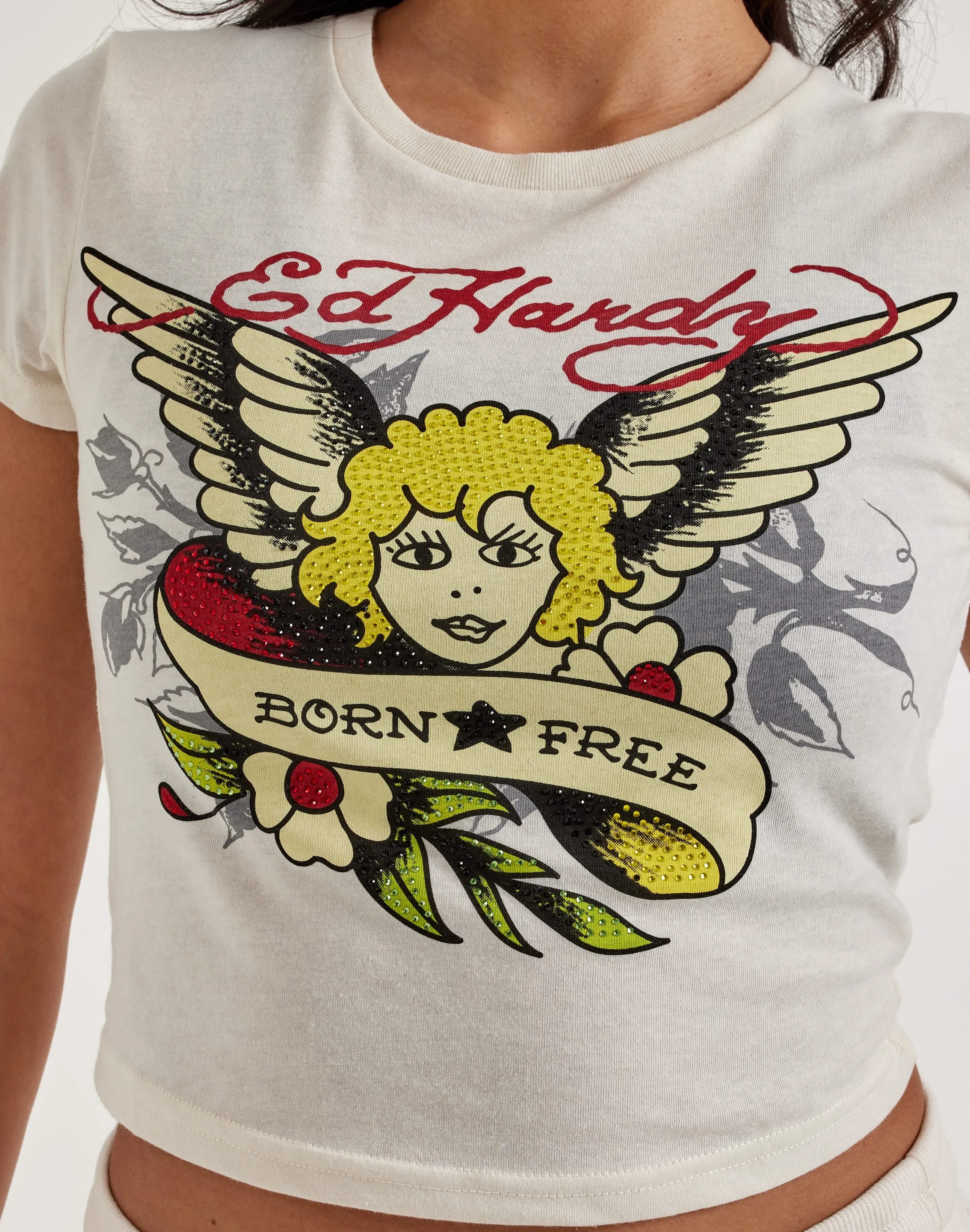 Ed Hardy Rhinestone Cherub Baby Tee