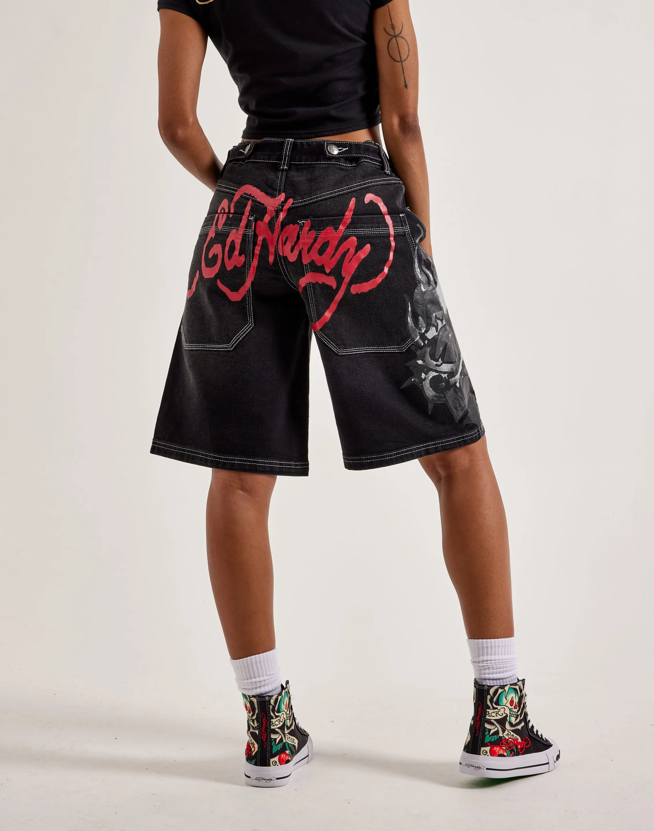 Ed Hardy Sacred Heart Denim Shorts
