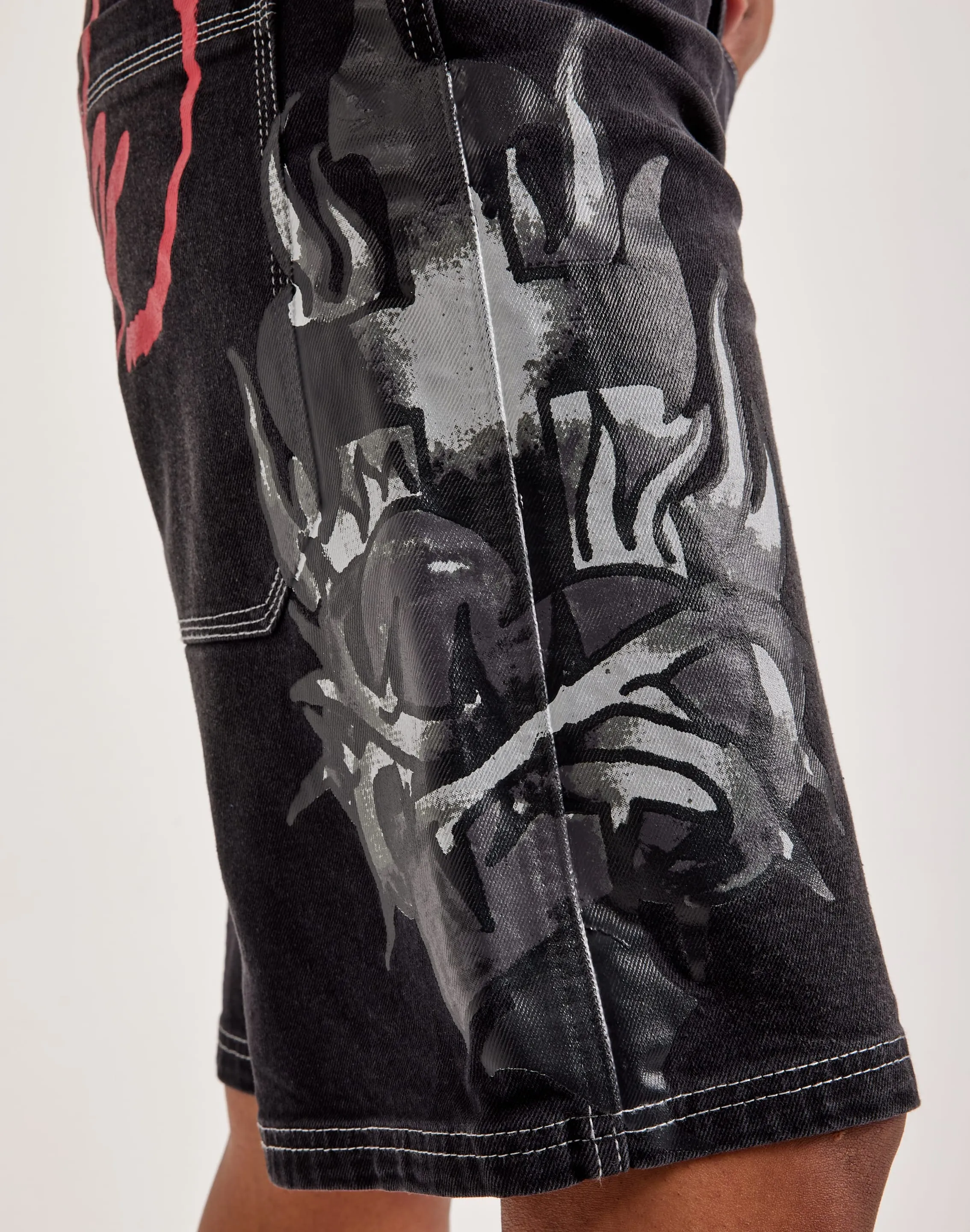 Ed Hardy Sacred Heart Denim Shorts