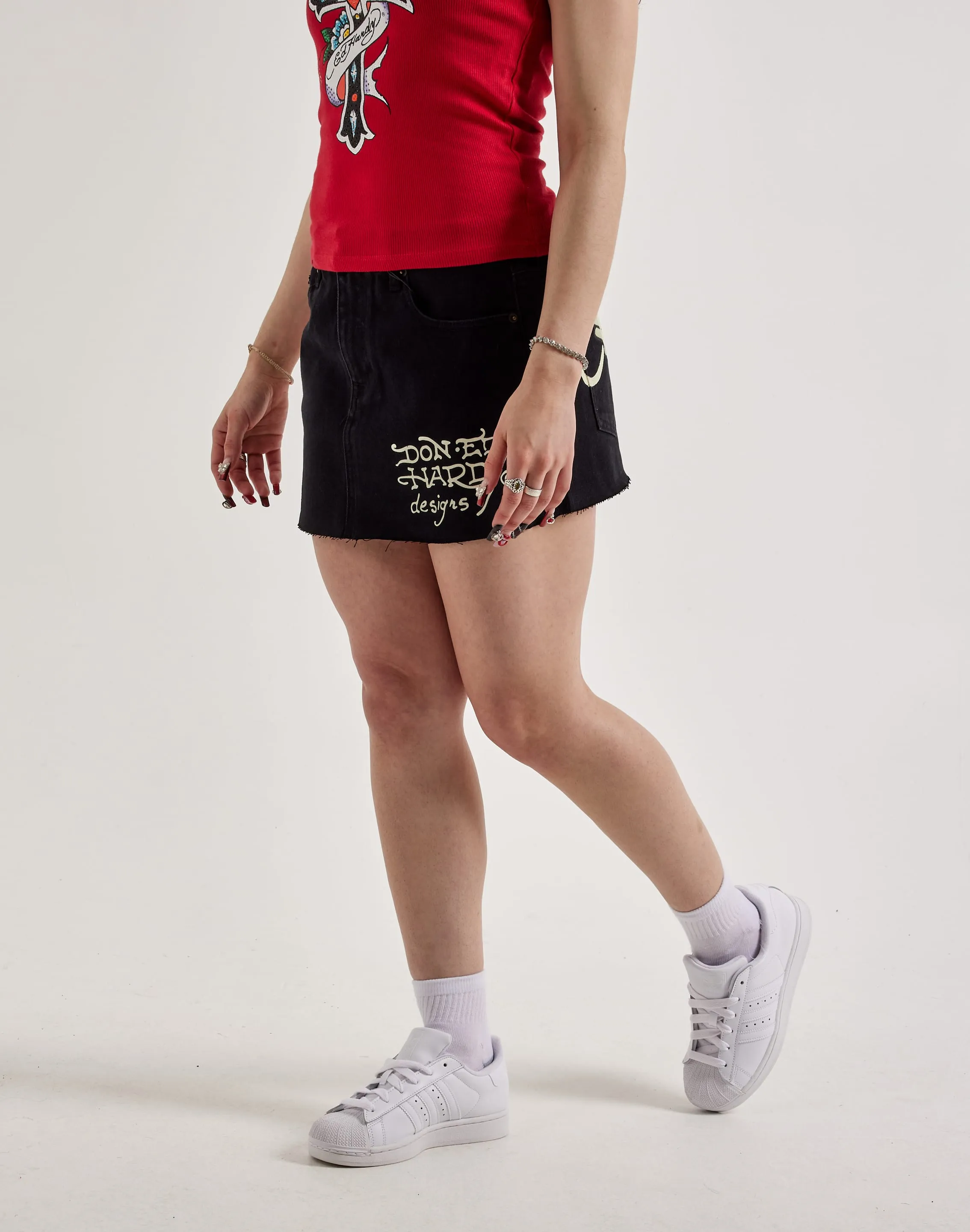 Ed Hardy Skull Denim Skirt