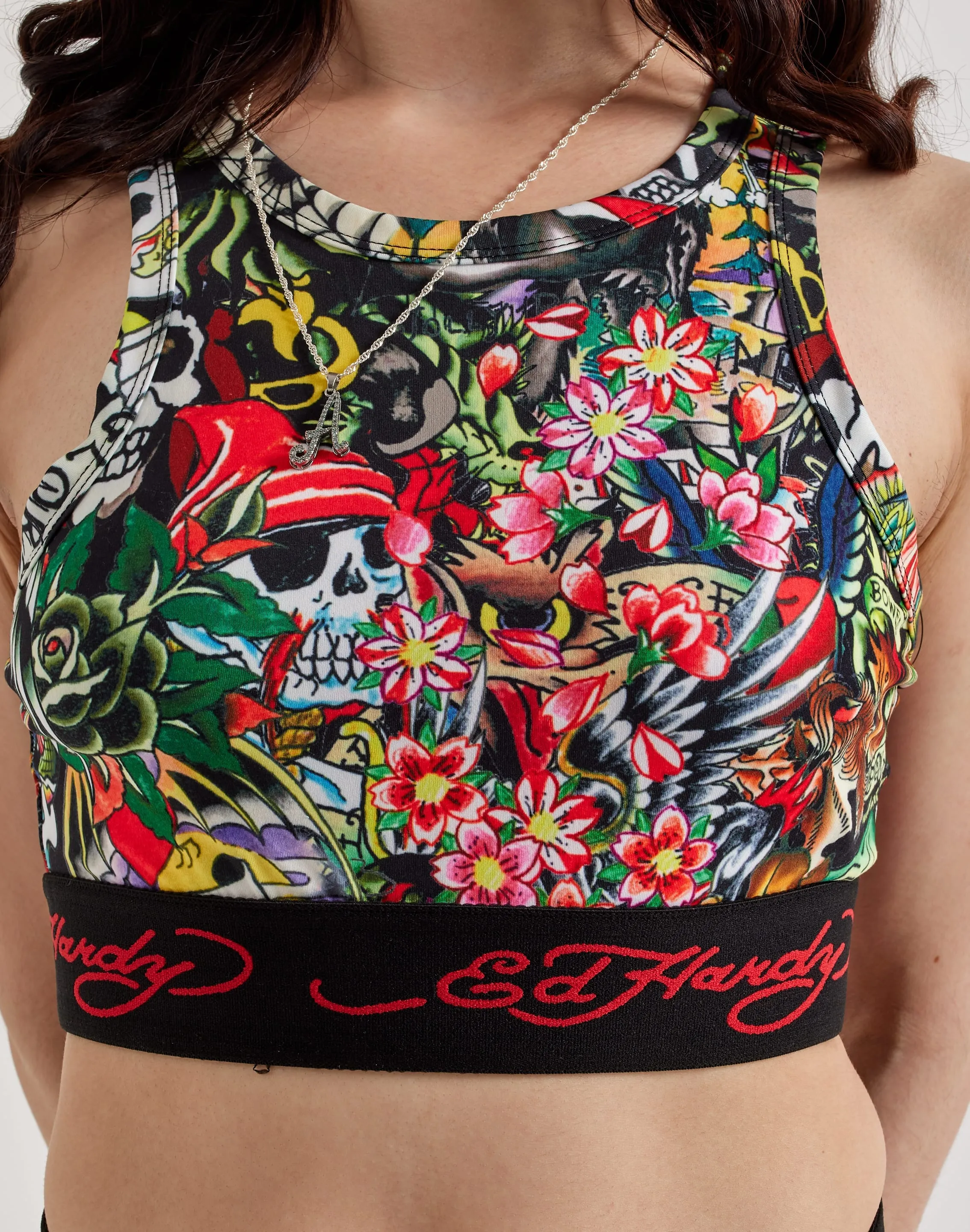 Ed Hardy Tattoo Collage Fitted Tank Top