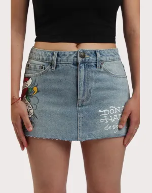 Ed Hardy Tiger Denim Mini Skirt