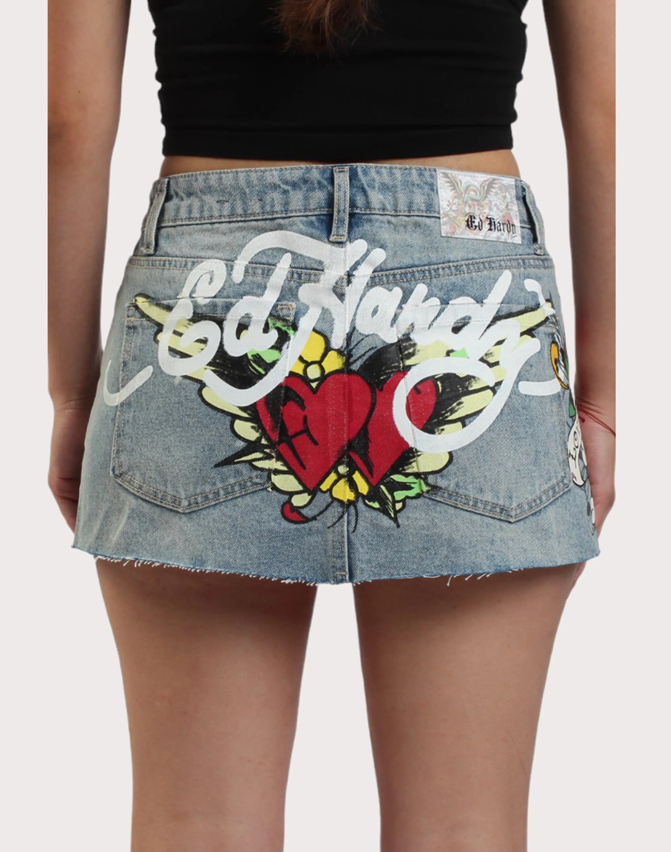 Ed Hardy Tiger Denim Mini Skirt