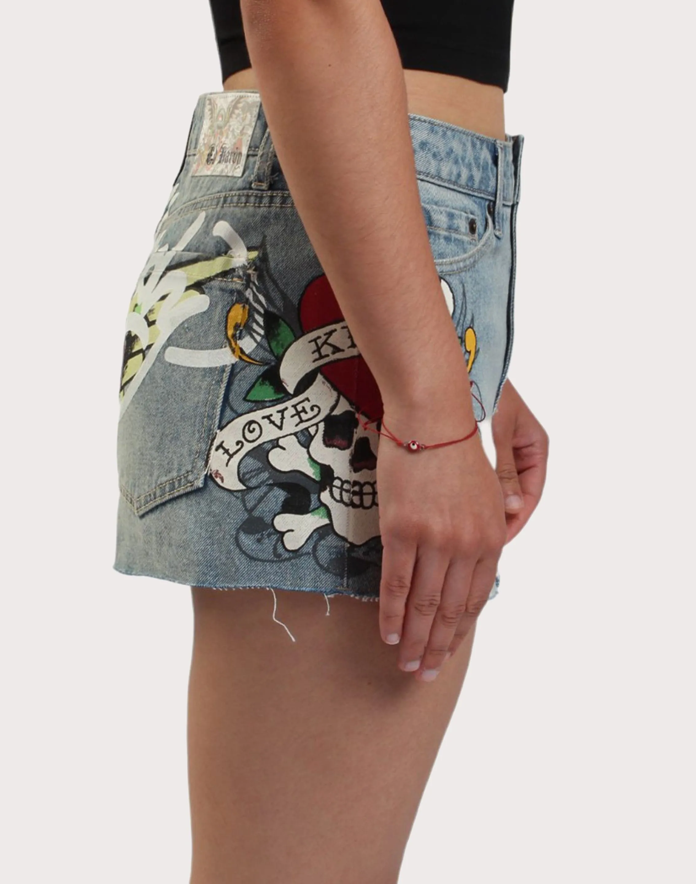 Ed Hardy Tiger Denim Mini Skirt