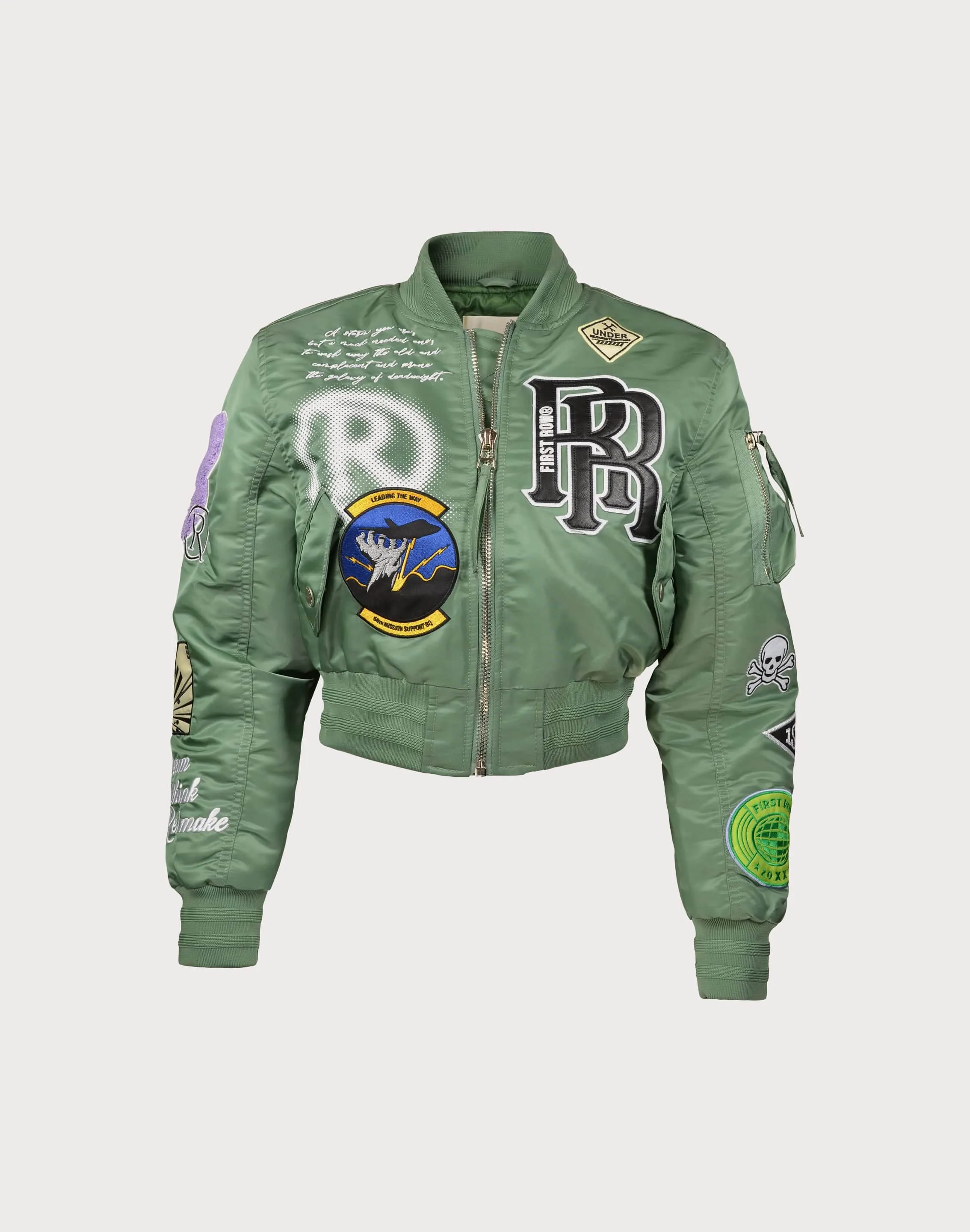 First Row Cropped Varsity Vintage GreenJacket