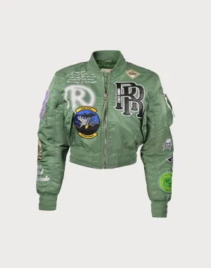 First Row Cropped Varsity Vintage GreenJacket