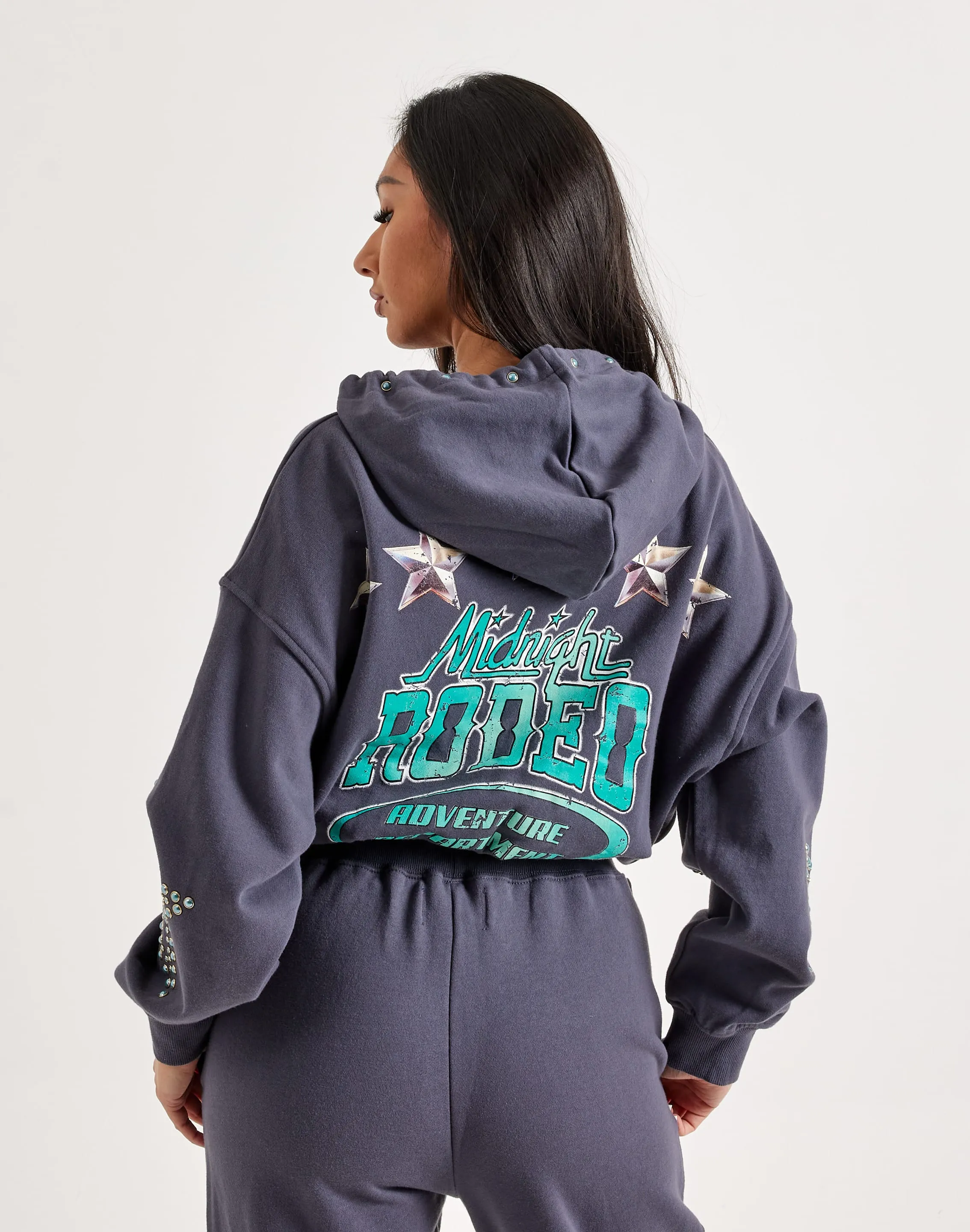 First Row Washed Graphic Pullover Hoodie