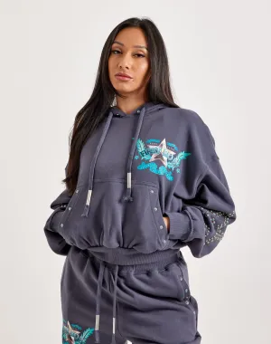 First Row Washed Graphic Pullover Hoodie