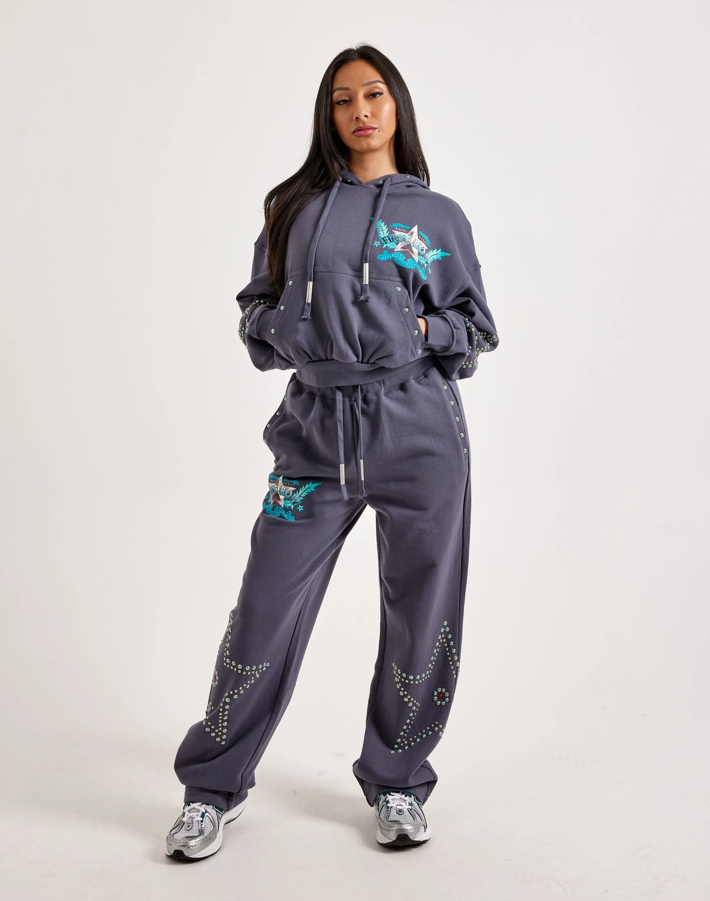 First Row Washed Graphic Pullover Hoodie
