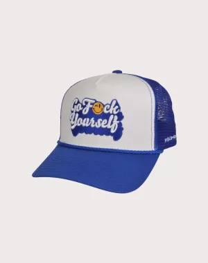 GENERAL RELATIVITY COMPANY LLC Go F Yourself 2 Tone Trucker Snapback Hat-White/Royal