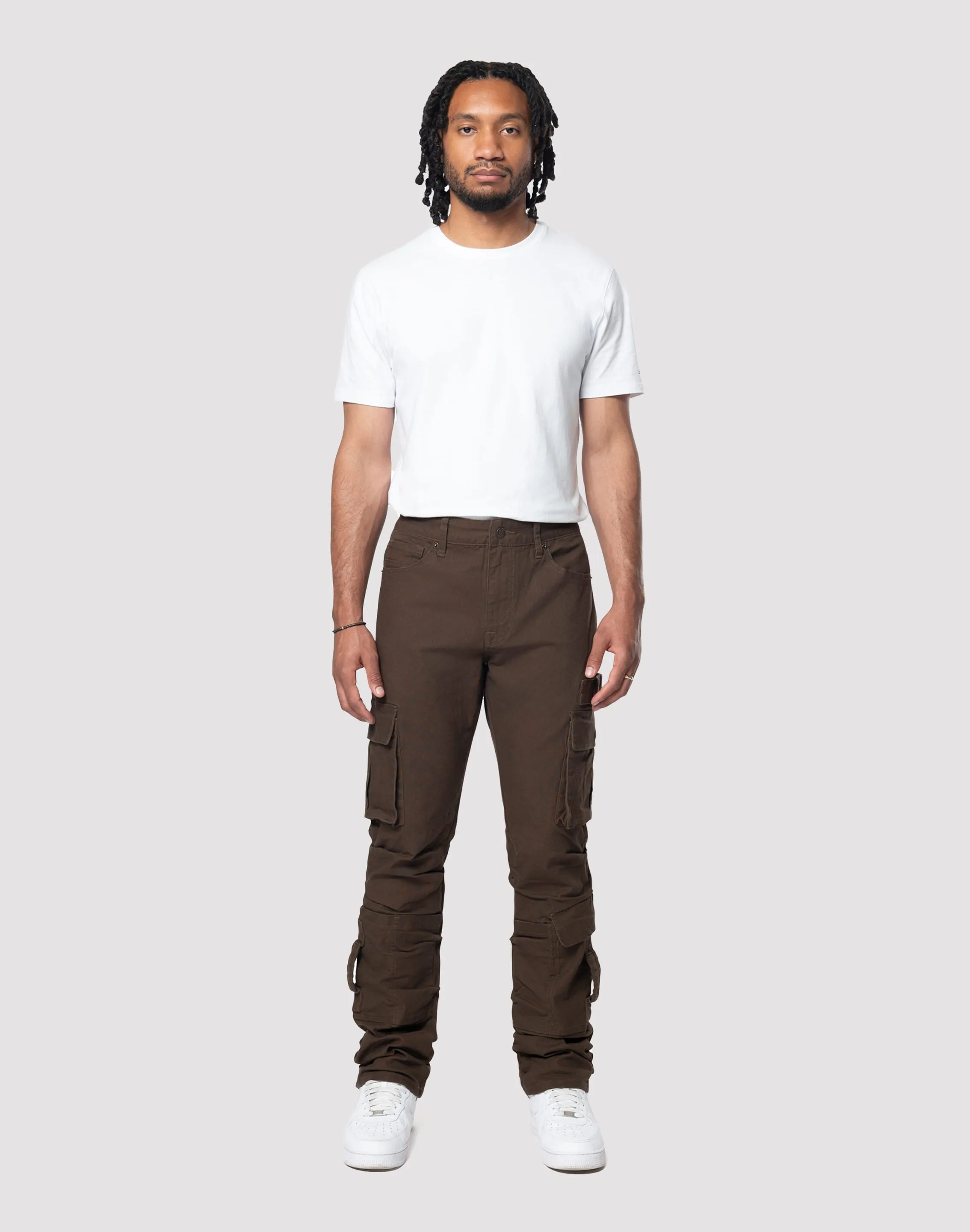Grindhouse Cargo Straight Fit Denim Jeans With Loops