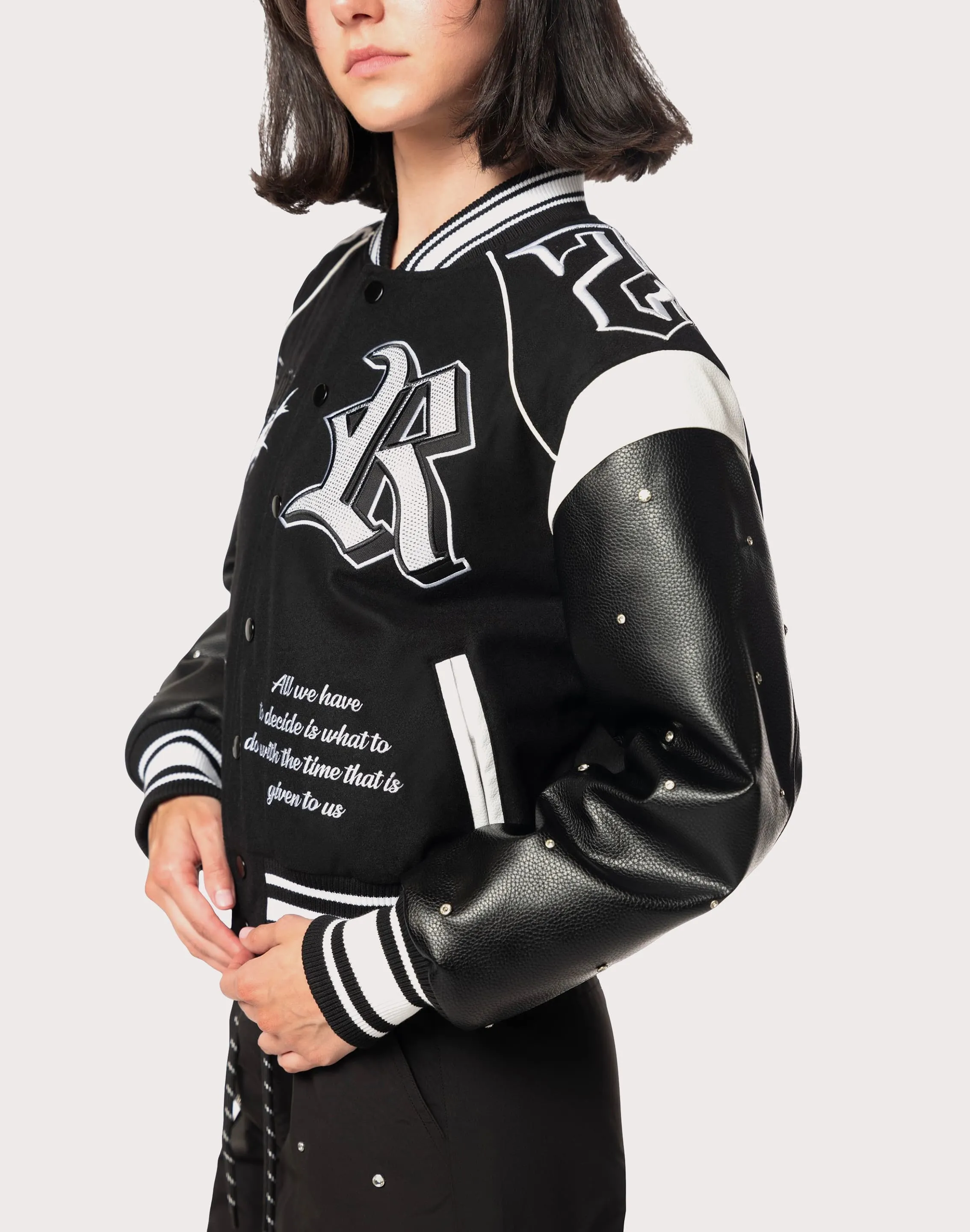 Grindhouse Rhinestone Varsity Black Jacket