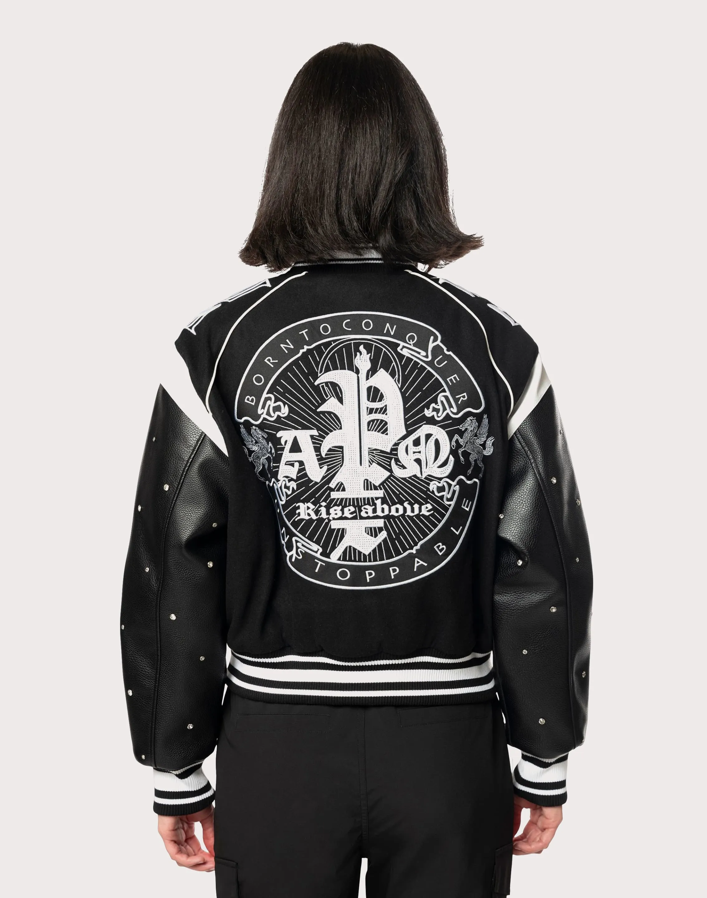 Grindhouse Rhinestone Varsity Black Jacket