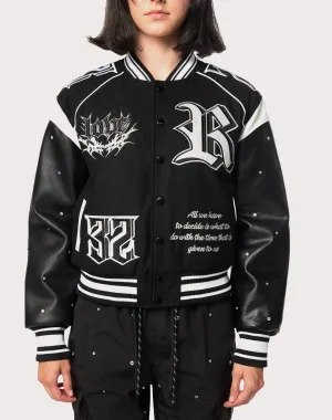 Grindhouse Rhinestone Varsity Black Jacket