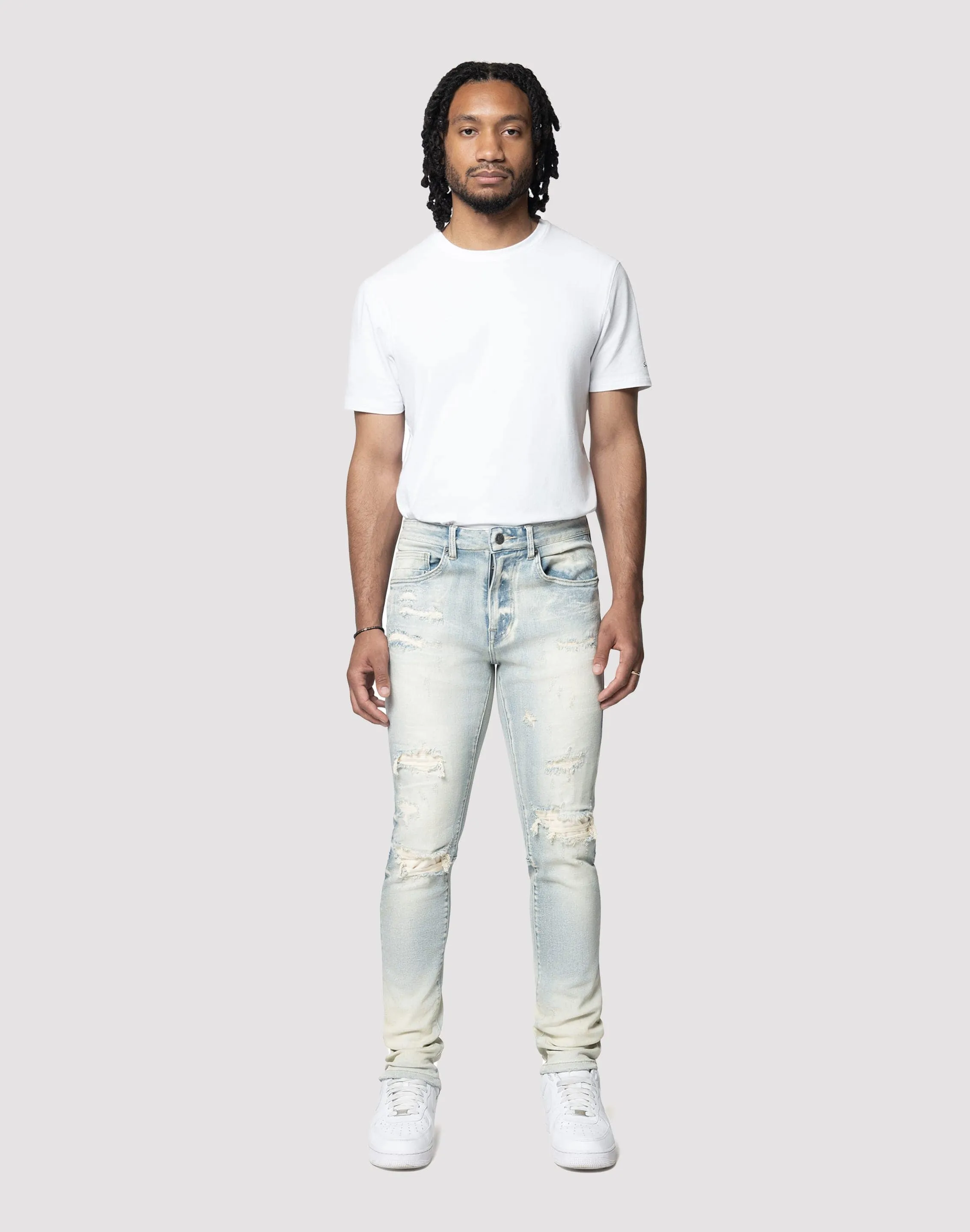 Grindhouse Rip N Tear Slim Fit Ombre Blue Jeans