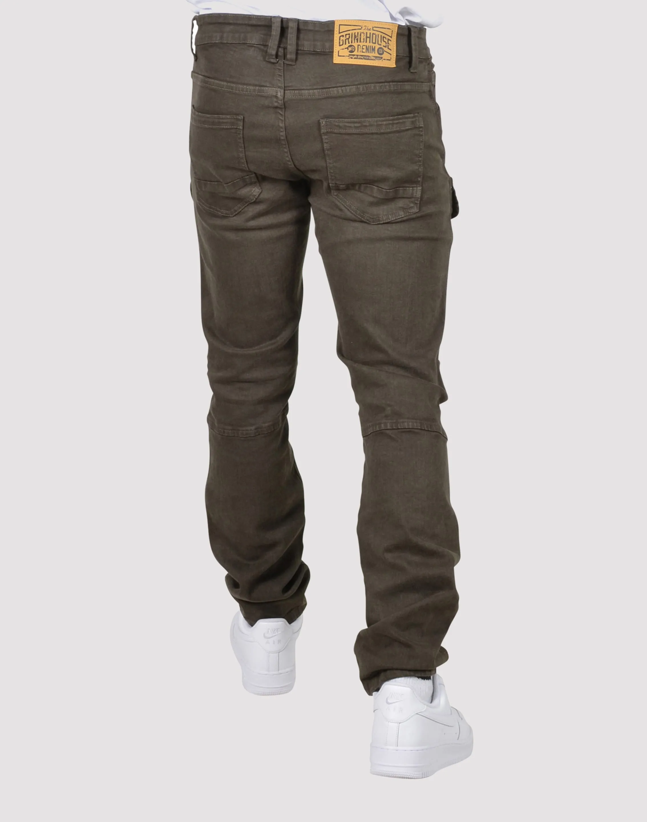 Grindhouse Twill Front Cargo Log Zip Olive Pants