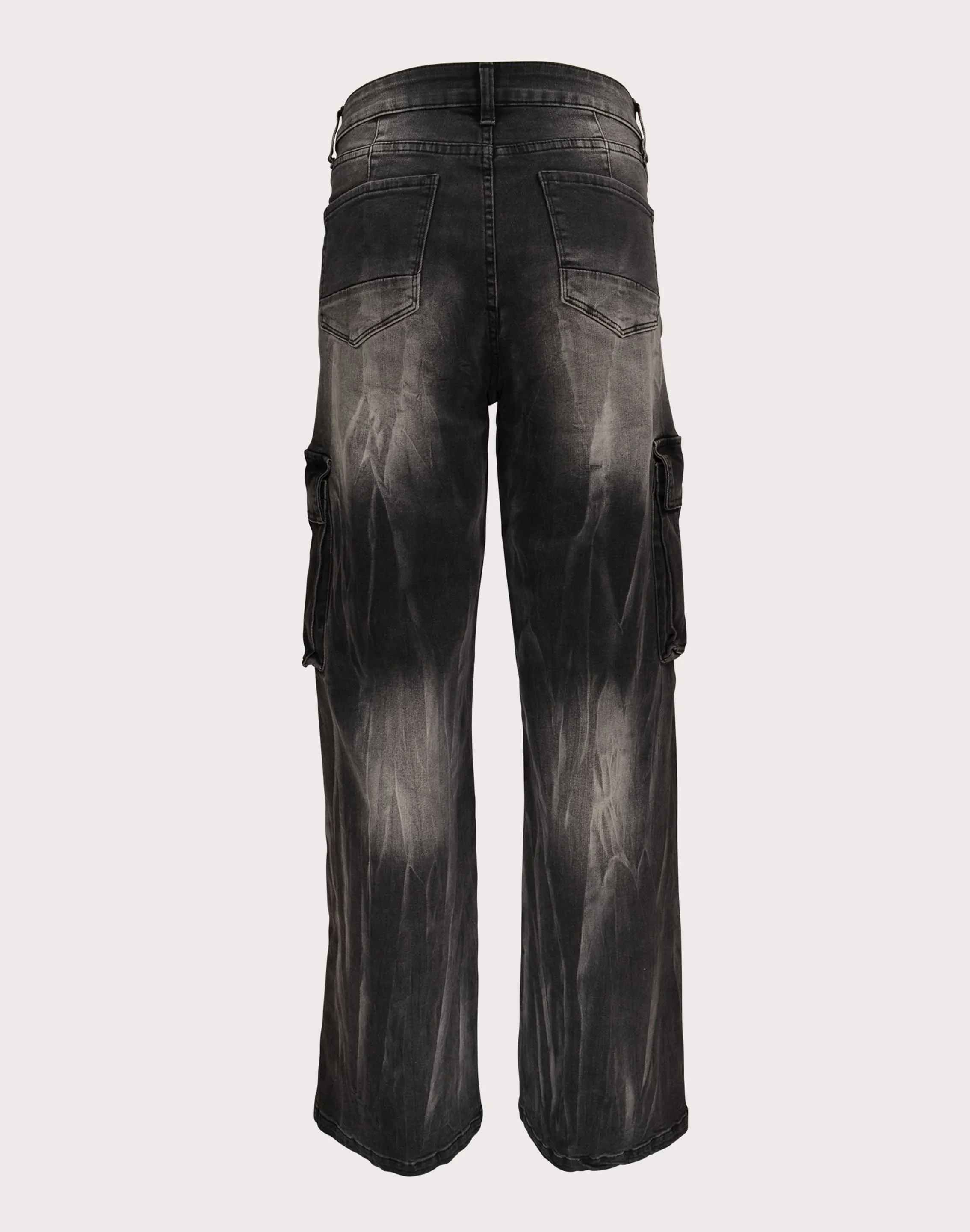 Grindhouse Wide Leg Cargo Denim Black Jeans