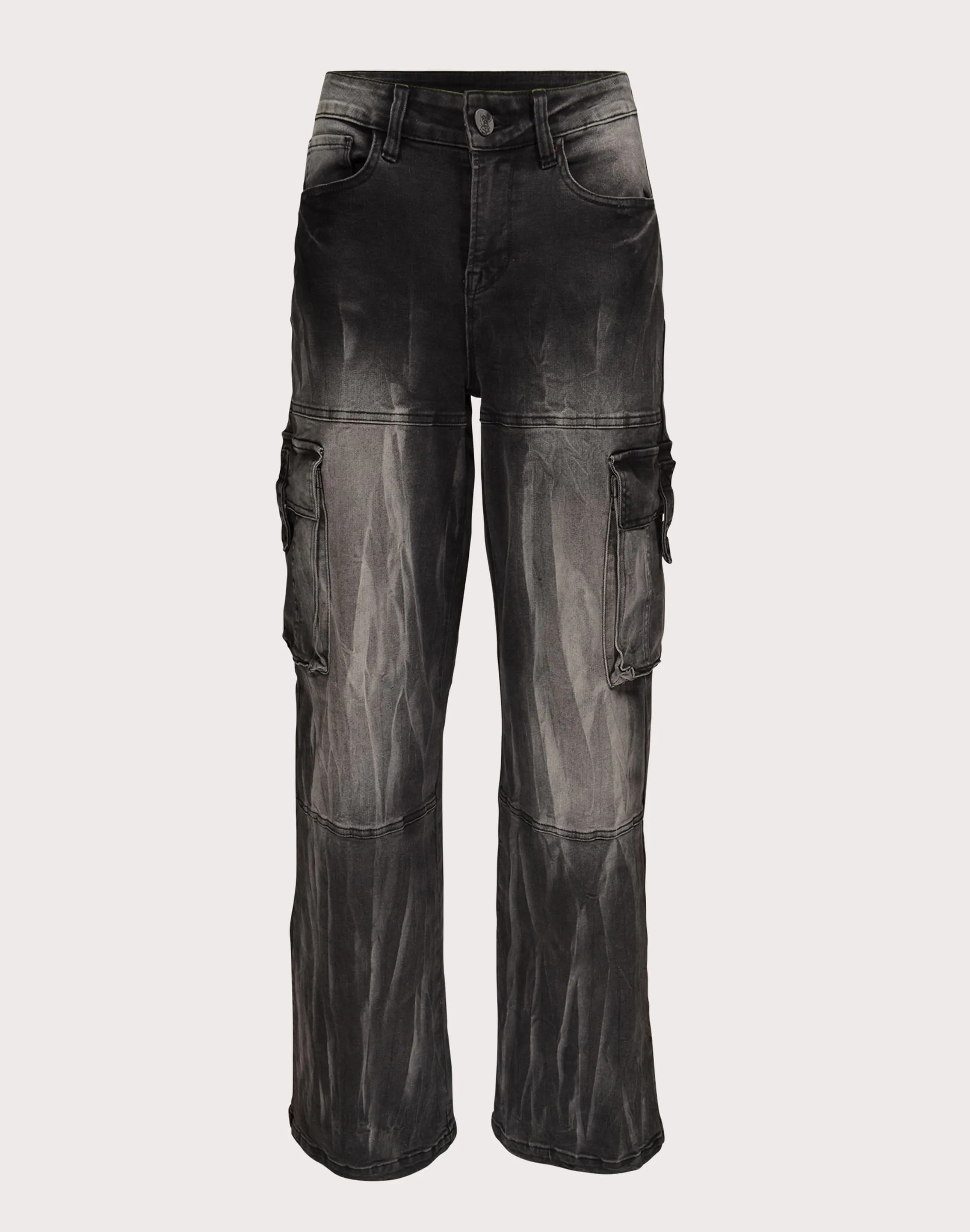 Grindhouse Wide Leg Cargo Denim Black Jeans