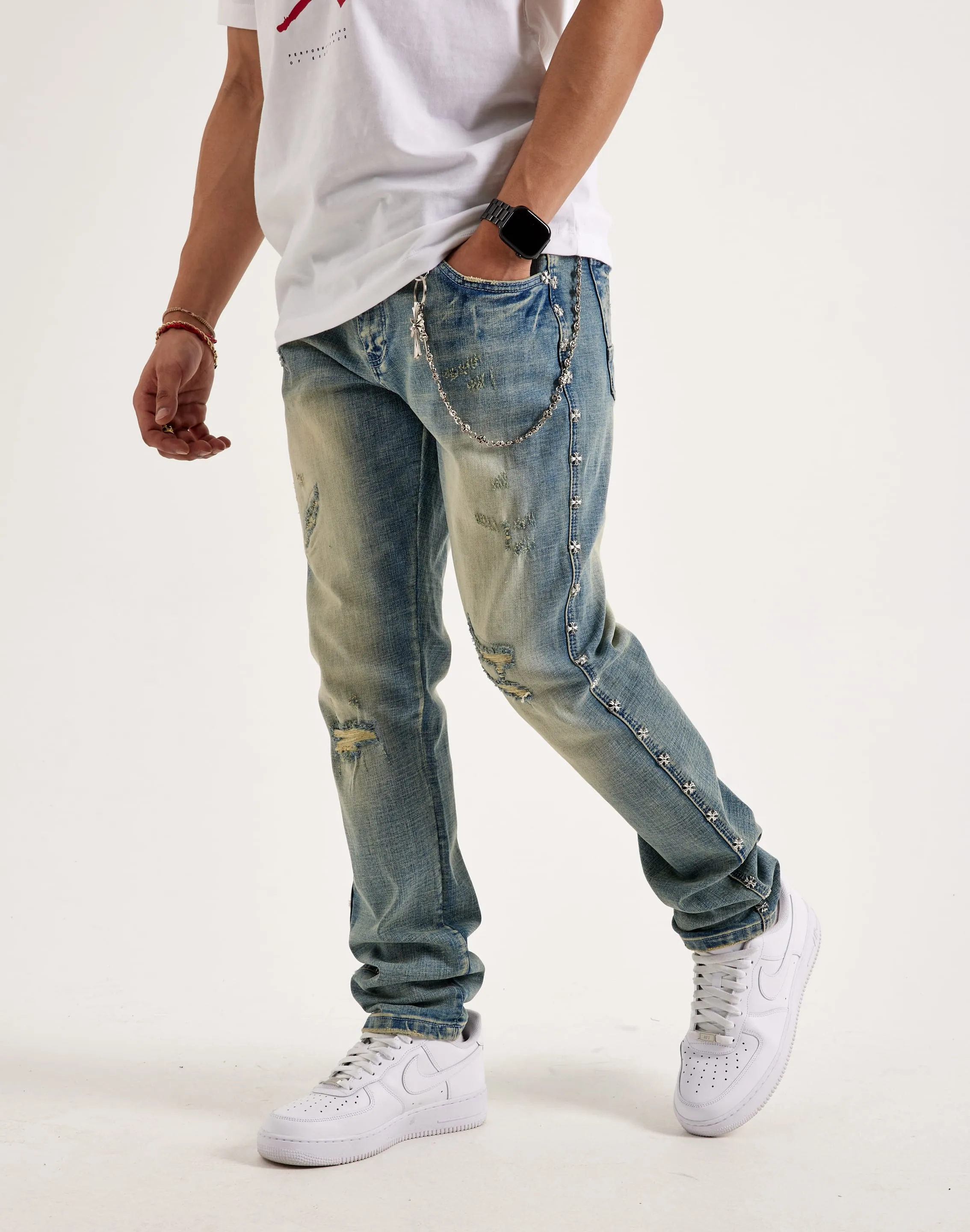 Kilogram Chain Rivet Jeans