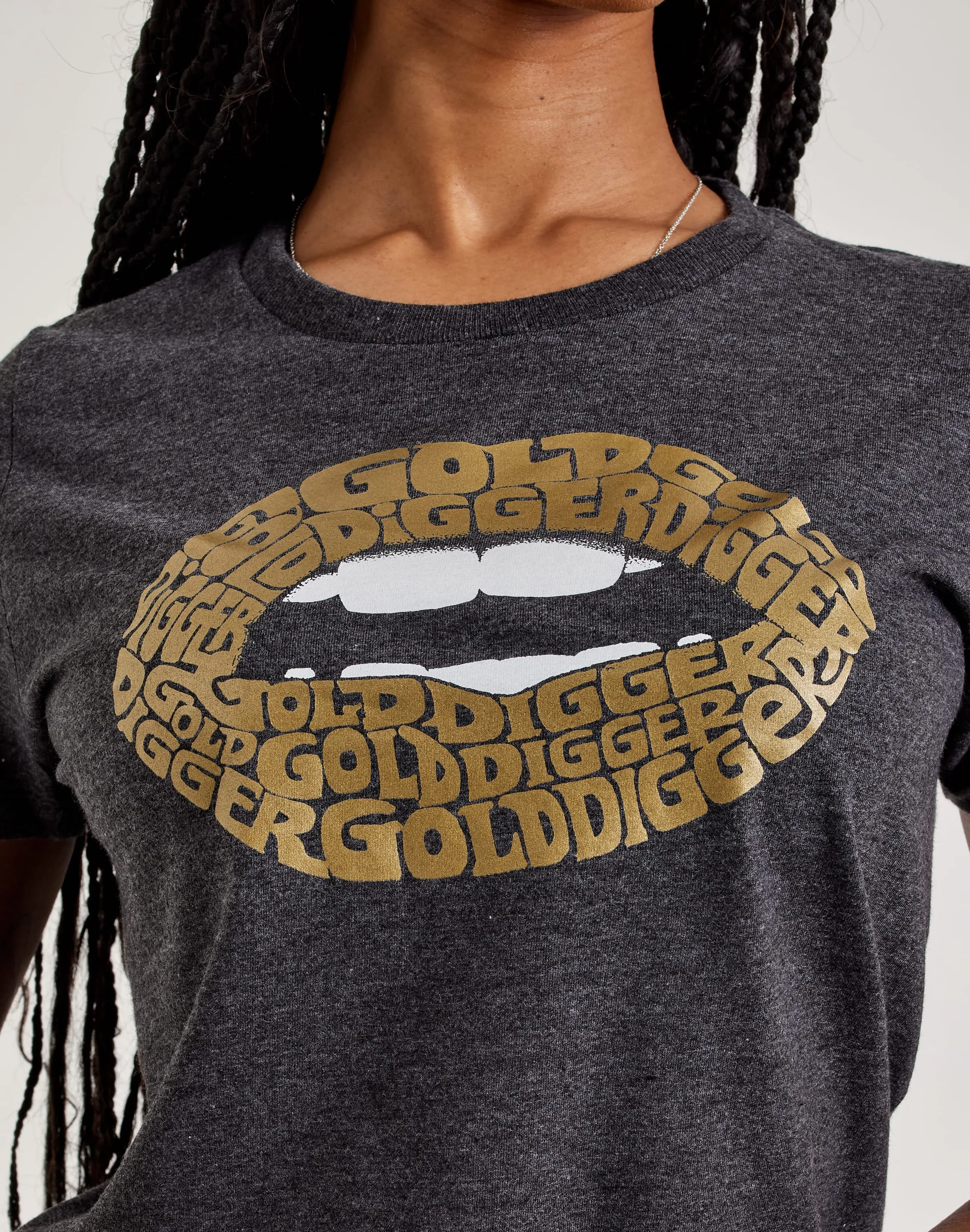 LA Pop Art Word Art Gold Digger Lips Tee