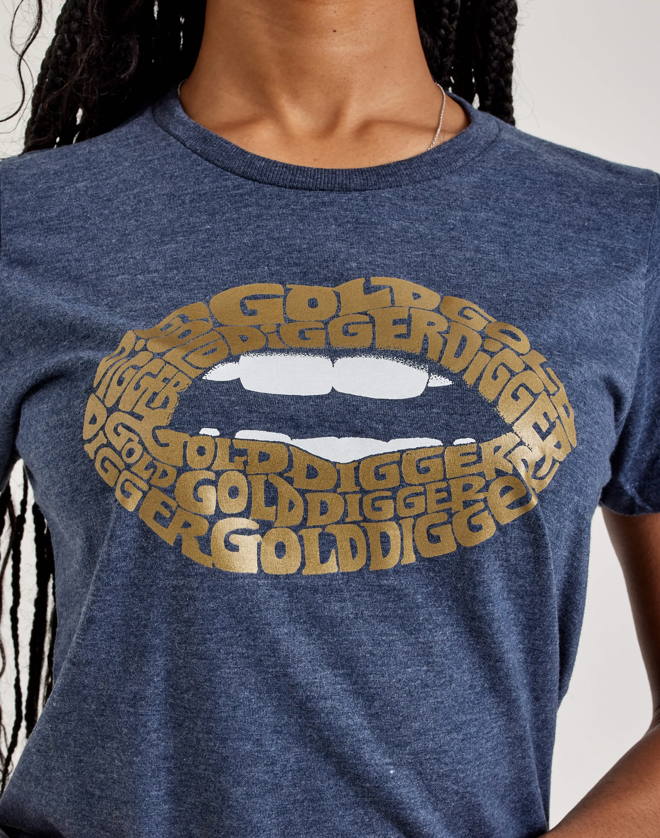 LA Pop Art Word Art Gold Digger Lips Tee