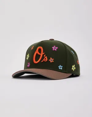 Mitchell & Ness Baltimore Orioles Flower Power Pro Pinch Snapback Hat