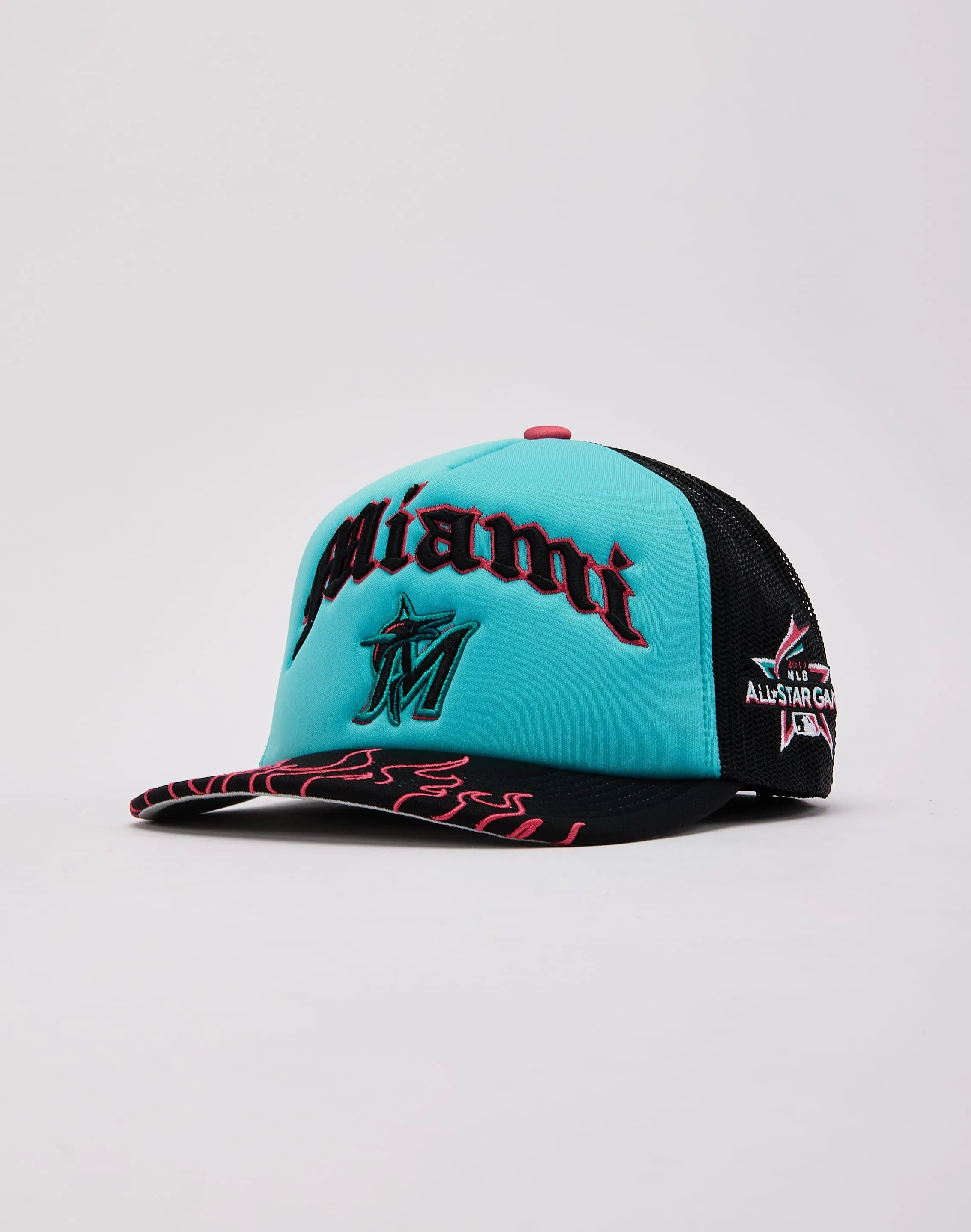 Mitchell & Ness Miami Marlins Flames Trucker Hat