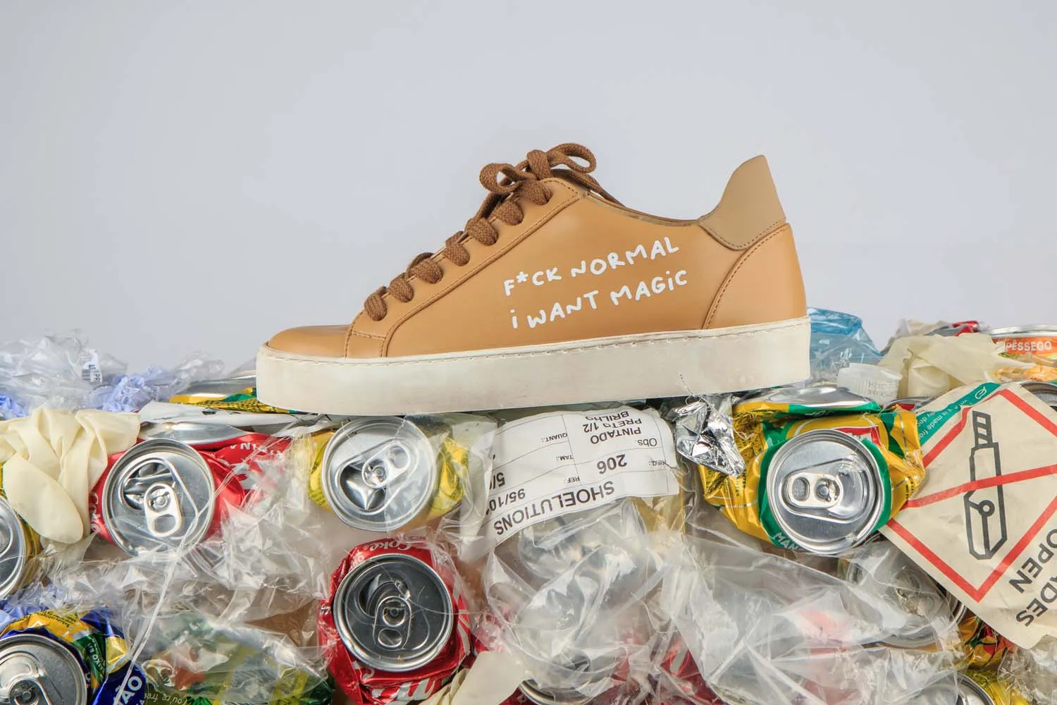 My Tennis F*ck Normal Vegan Apple Leather Sneakers | Camel