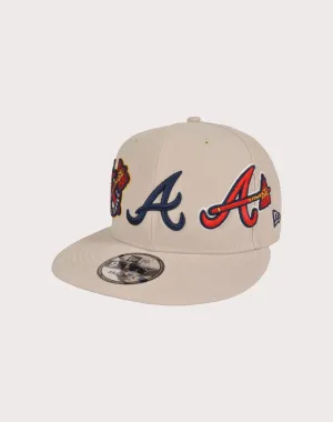 New Era Atlanta Braves 9FIFTY 3 Logo Snapback Hat-Tan/Blue