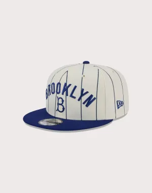 New Era Brooklyn Dodgers 9FIFTY Pinstripe Snapback Hat-White/Blue