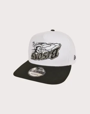 New Era Buffalo Bison 9FIFTY Upside Down Logo Snapback Hat-White/Black