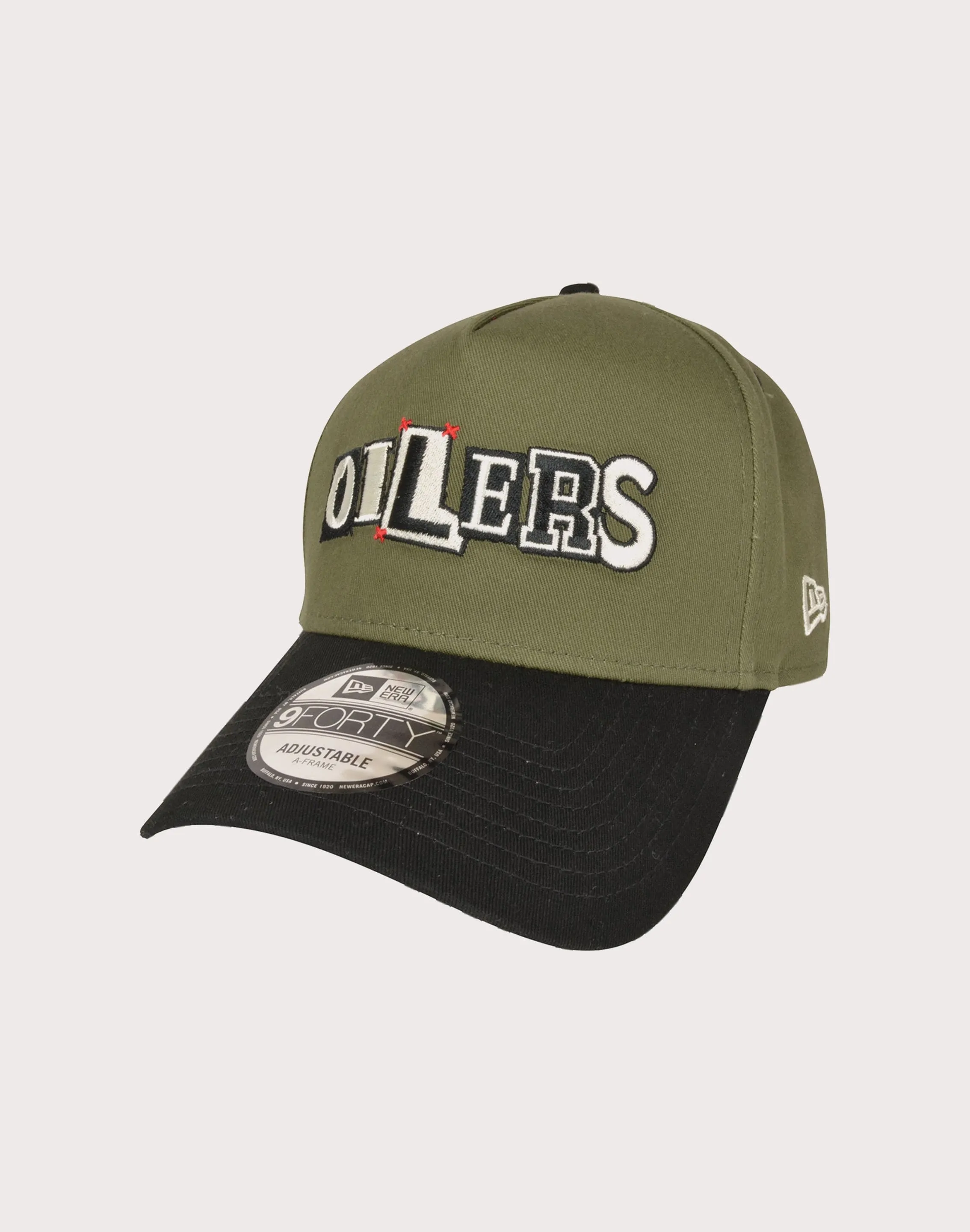 New Era Edmonton Oilers 9FORTY A Frame Medium Olive Snapback-Olive/Black