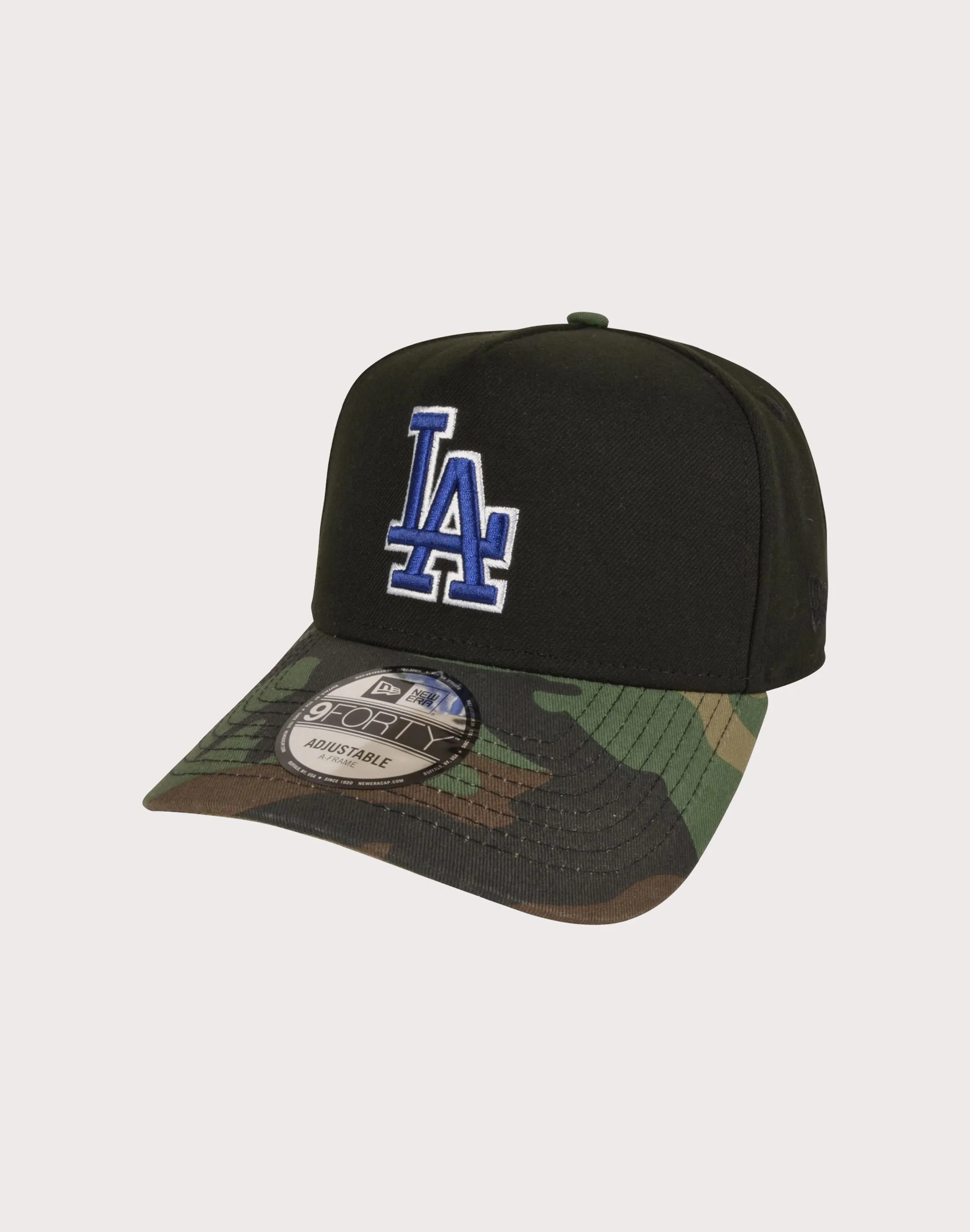 New Era Los Angeles Dodgers 9FORTY A-Frame Camo Bill Snapback Hat-Black/Camo