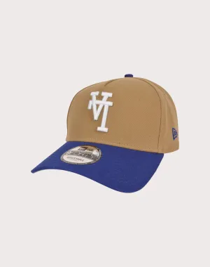 New Era Los Angeles Dodgers 9FORTY Upside Down Logo Snapback Hat-Khaki/Dark Royal