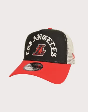 New Era Los Angeles Lakers 9FORTY A-Frame Blood Line Snapback Hat-Black/Red
