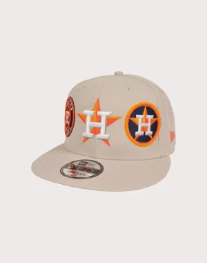 New Era Mens  Houston Astros 9FIFTY 3 Logo Snapback Hat-Tan/Orange