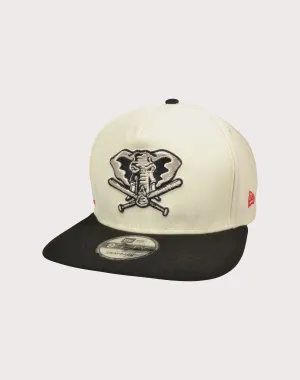 New Era Oakland Athletics 9FIFTY A-Frame Chrome Logo Snapback Hat-Off-White/Black