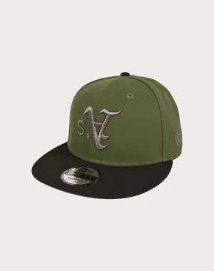 New Era Oakland Athletics 9FIFTY Upside Down Logo Snapback Hat-Olive/Black