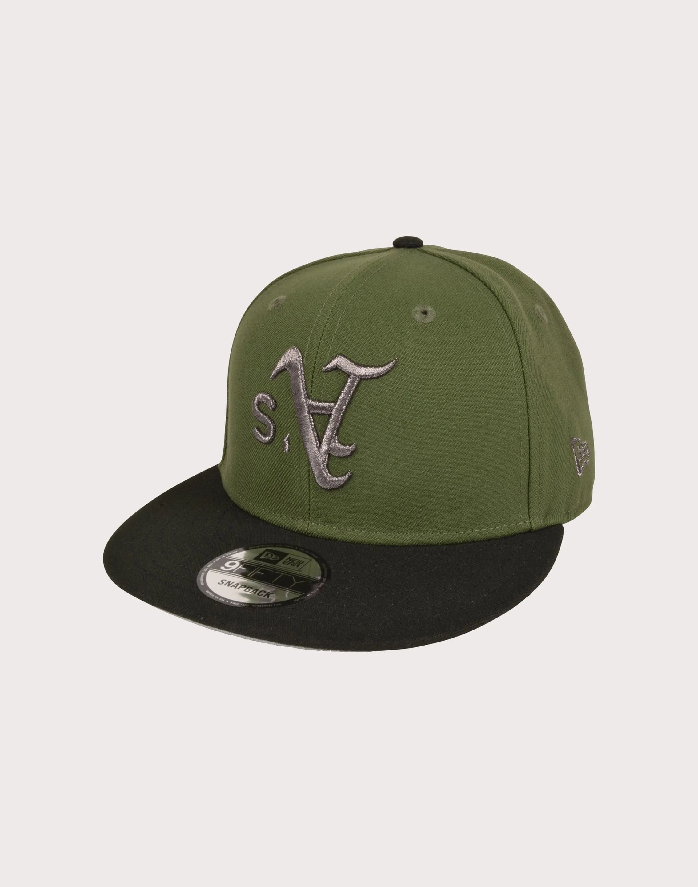 New Era Oakland Athletics 9FIFTY Upside Down Logo Snapback Hat-Olive/Black